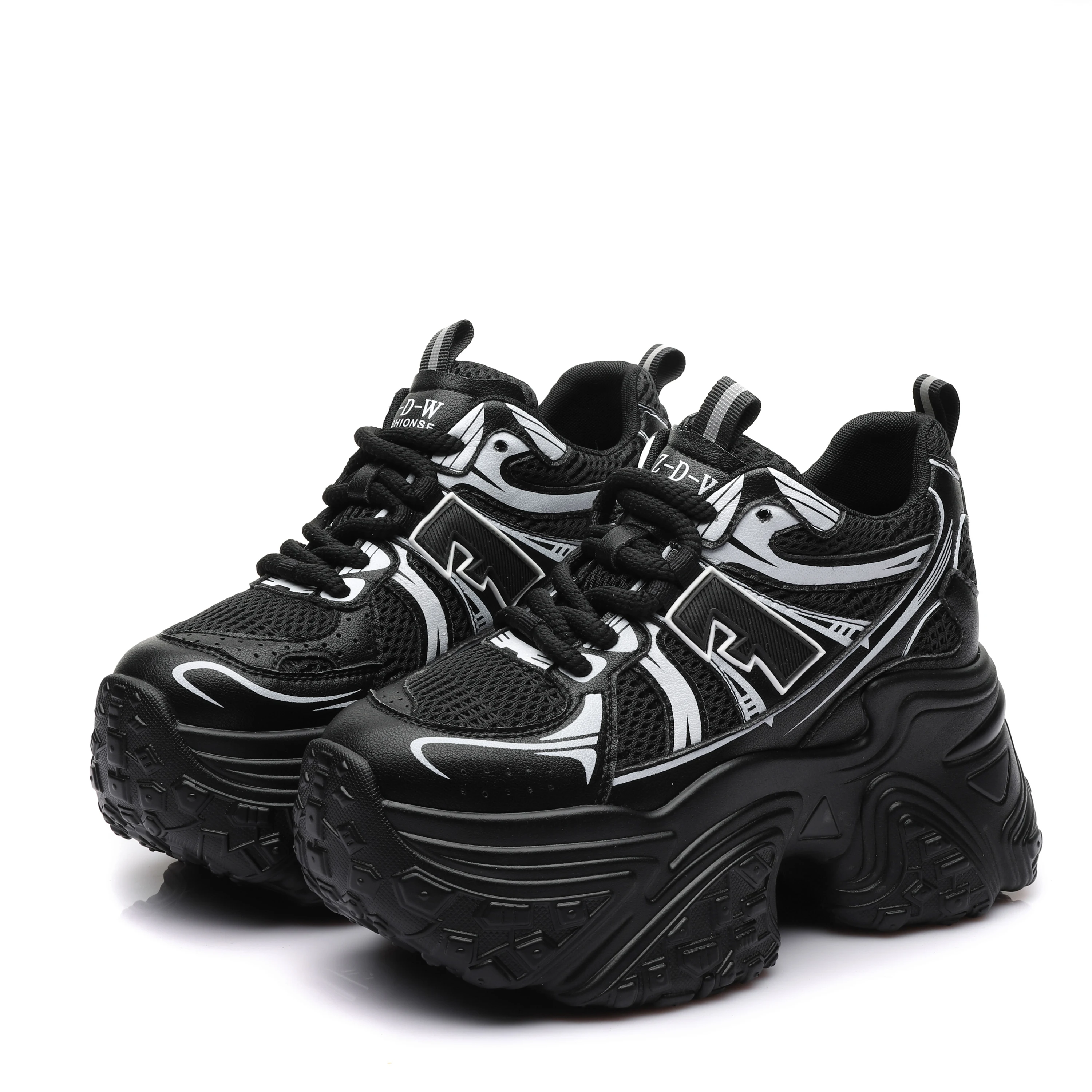 Casual Shoes Fashion Designer Laced Wedge Hidden Heels Platform Sneakers Lady Casual Shoes