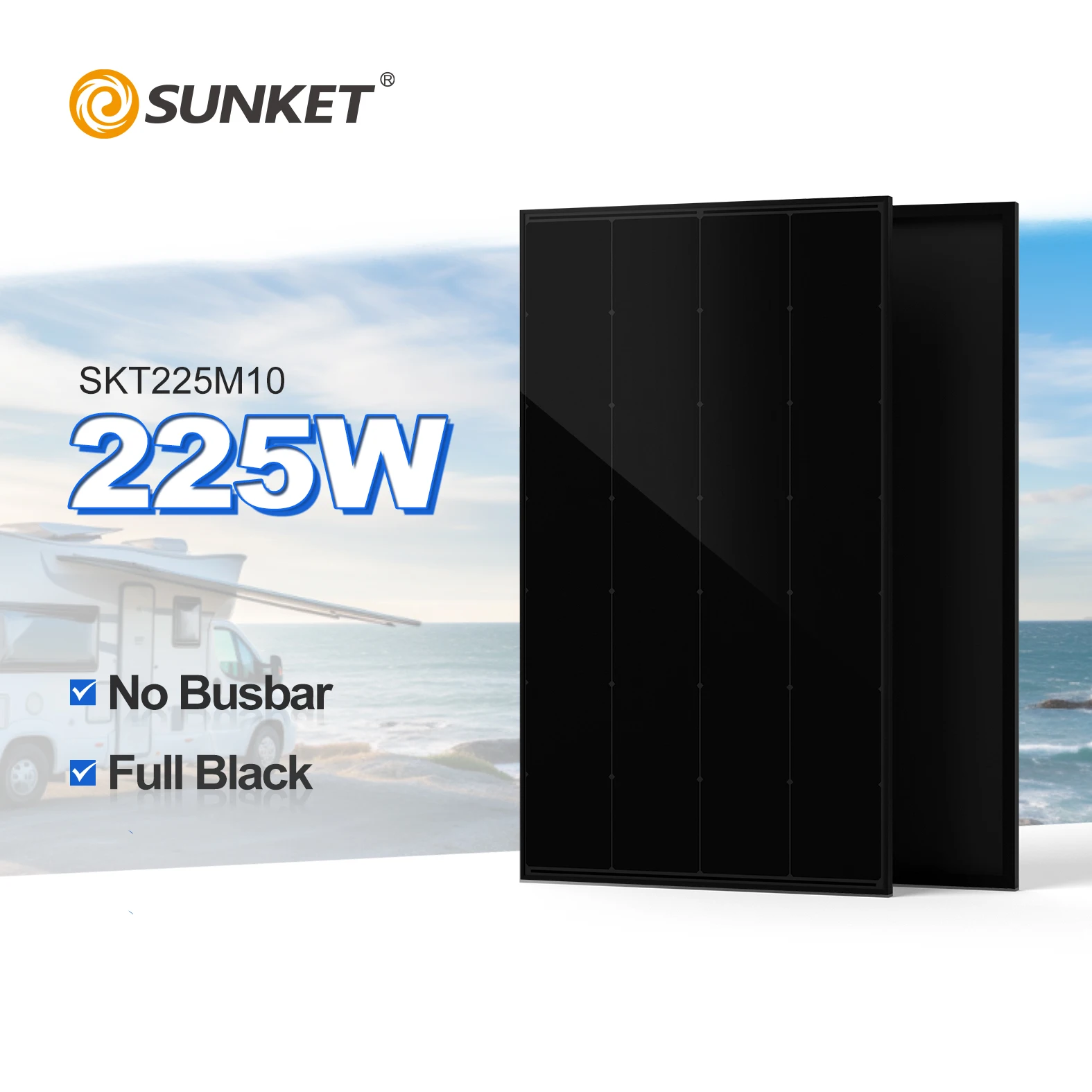 Mini Module Photovoltaic System Mounted Brackets On Roof Full Black Double Glass 225W small capacity Easy installed