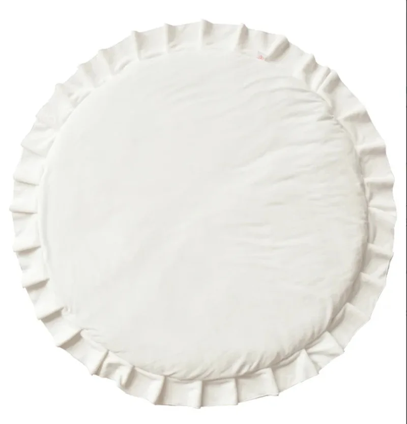 Baby Round Ruffle Play Mat Baby Crawling Round Rug Carpet Cotton for Baby Floor Play Mats Kids Room Decoration