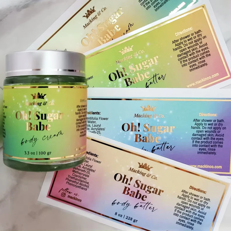 Custom Printed Adhesive Vinyl Waterproof Logo Stickers Roll Cosmetic Skin Care Face Cream Label Sticker