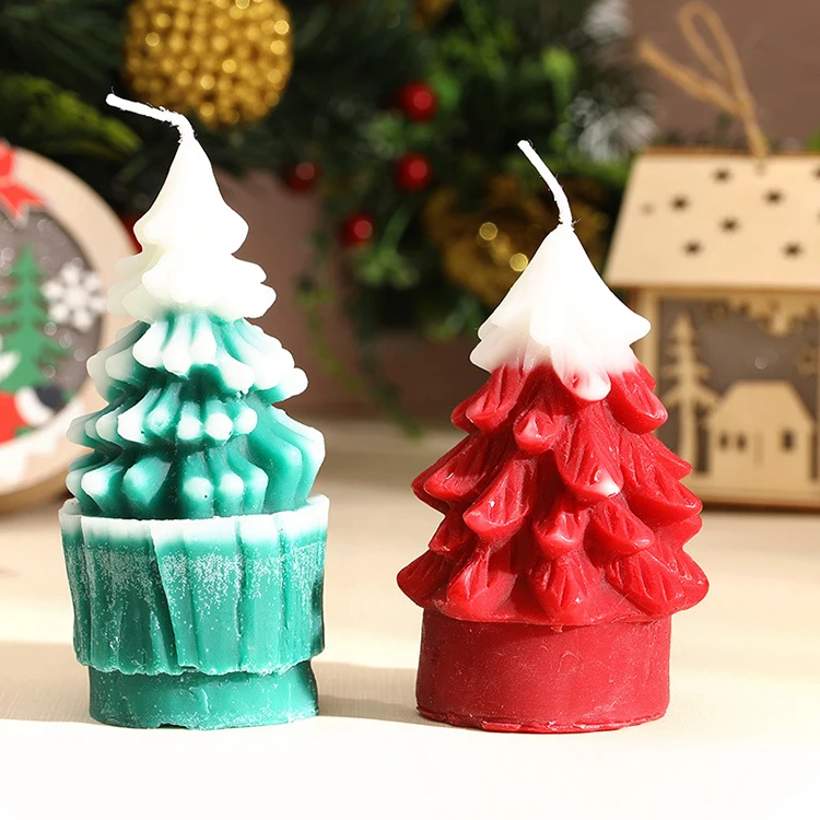 Christmas Luxury Decoration Candle Jars Gradient Christmas Tree Shape Paraffin Christmas  Gifts Wax Candles  Crafts
