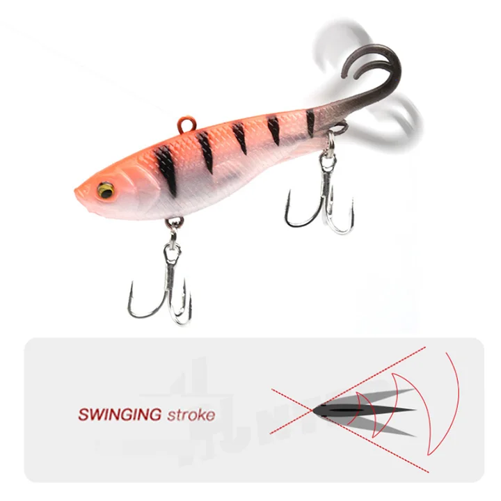 LUTAC Fishing Soft Lures Soft Vibe Lure Bait TPE Plastic YY02B 65mm 10g Sinking Vib Soft Lures