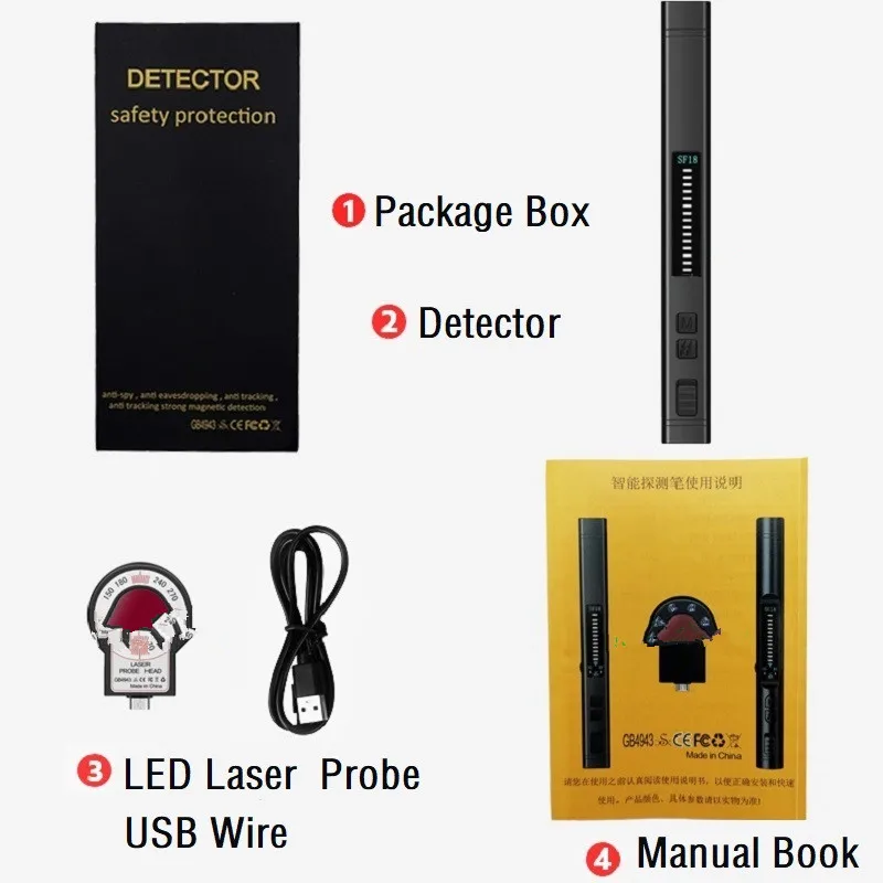 2023 Pen Hidden Camera Detector Anti Spy Gadget Wireless RF Signal Finder Audio GSM Anti GPS Tracker Wiretapping Scanner