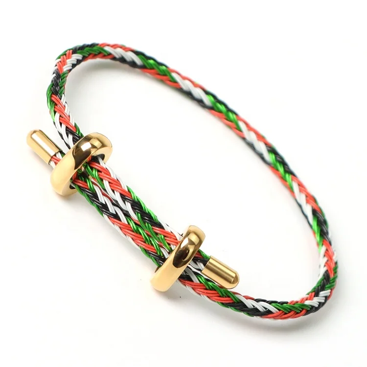 Hot Male/Female Adjustable Clasp Multi-color Lucky Wire Rope Stainless Steel Bracelet