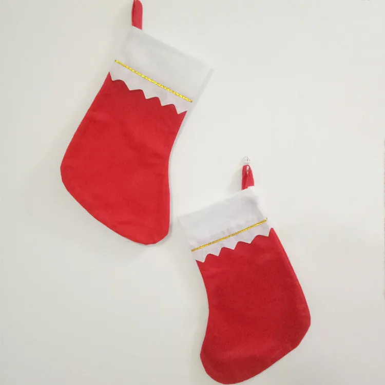 Wholesale non-woven felt Christmas Stocking Red Christmas Stocking hanging gift bag gold line Stocking Christmas decoration