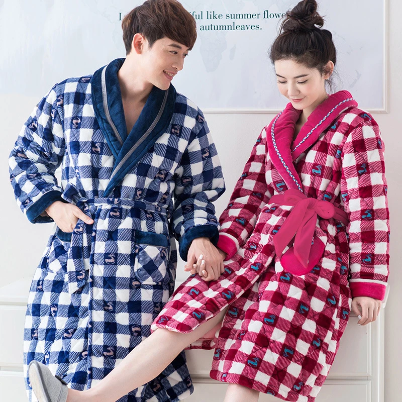 
fluffy thick microfibre flannel velvet bathrobe sleep robes for lady shawl collar bathrobe coral fleece bath robe 