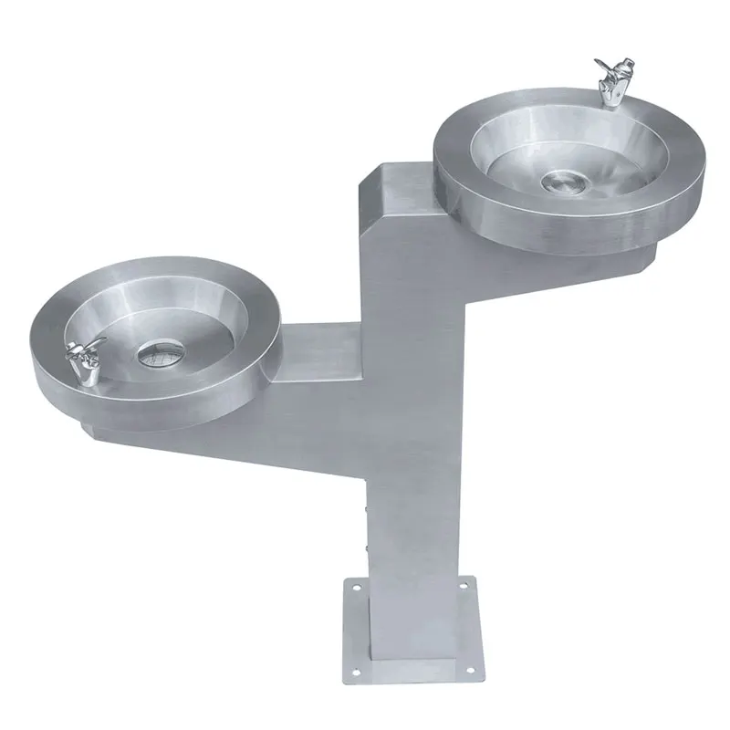Stainless Steel Outdoor Freestanding double basin drinking water fountain