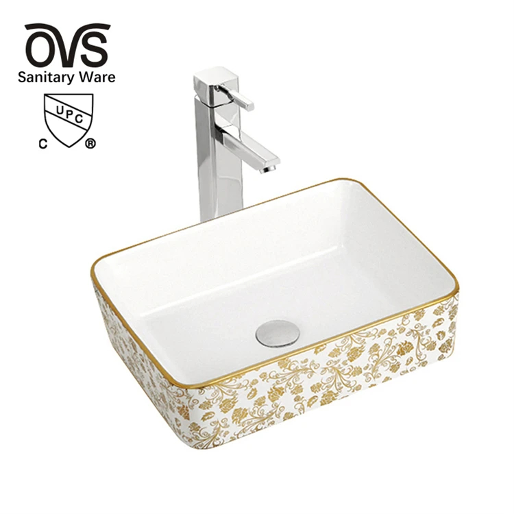 OVS cUPC North America High Quality Modern White Bathroom Sinks With Hand Art Designs Wash Basin