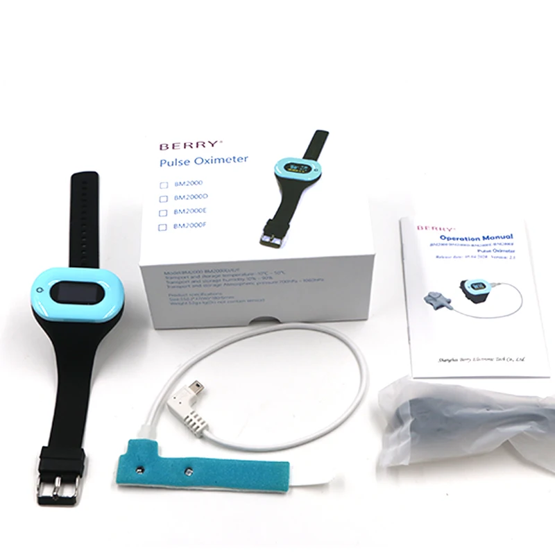 wrist pulse oximeter ble with reusable pediatric sensor with oled digital display