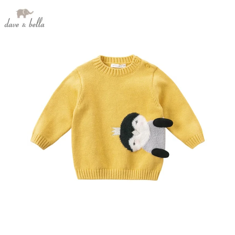 DBS15399-1 dave bella autumn newborn baby girls wool pullover tops infant clothes toddler children knitted Sweater