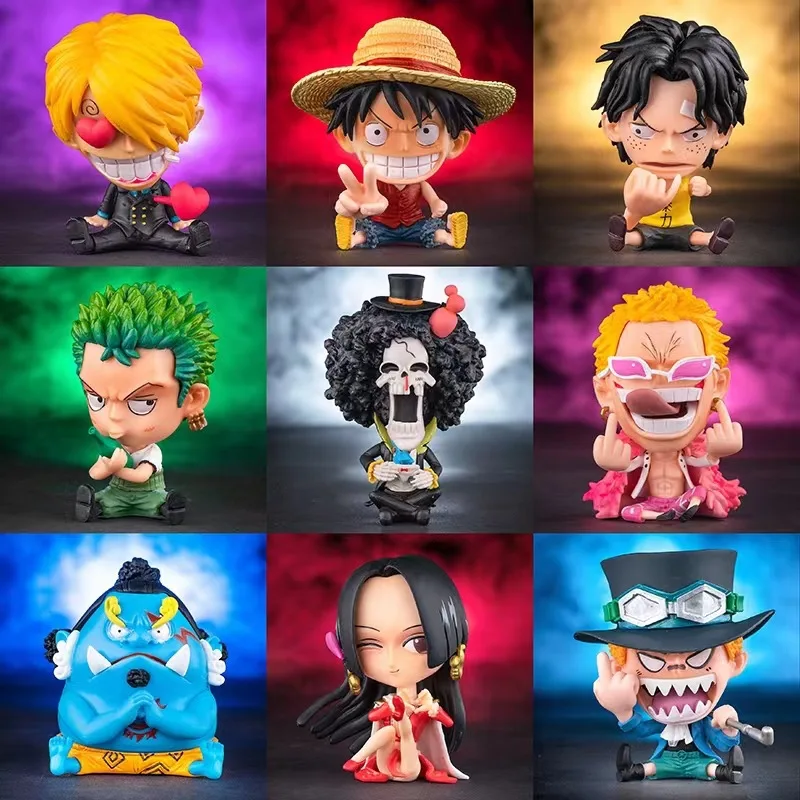 Home decor Cartoon toysSitting Q Version Luffy Zoro Ornaments Anime Action Figures