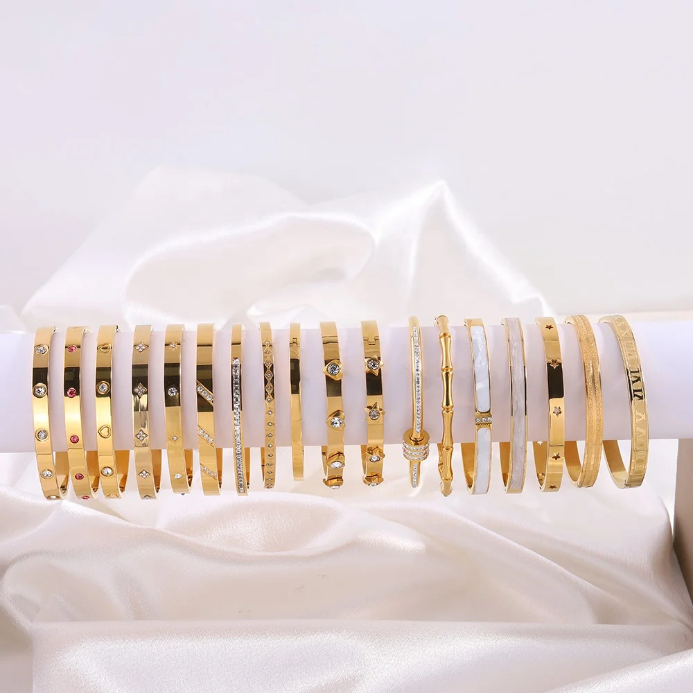 Wholesale fashion personality Titanium steel girls full zircon diamond jewelry bracelet bangles for women