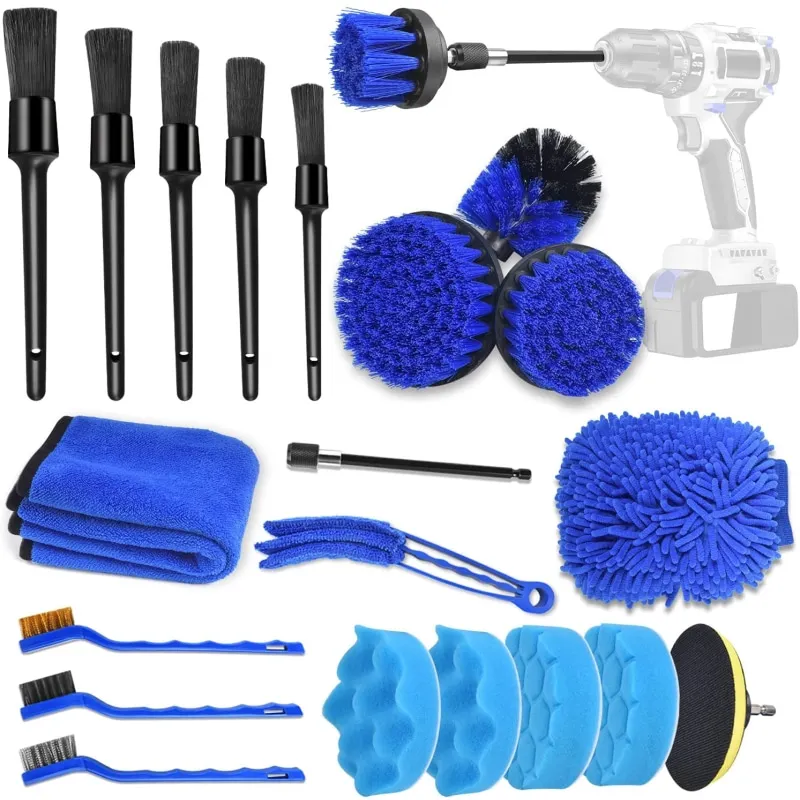 Amazon hot selling Detailing Brushes Car Wash Brush 21PCS Cleaning brush set for cleaning wheels, tire brushes, car engines