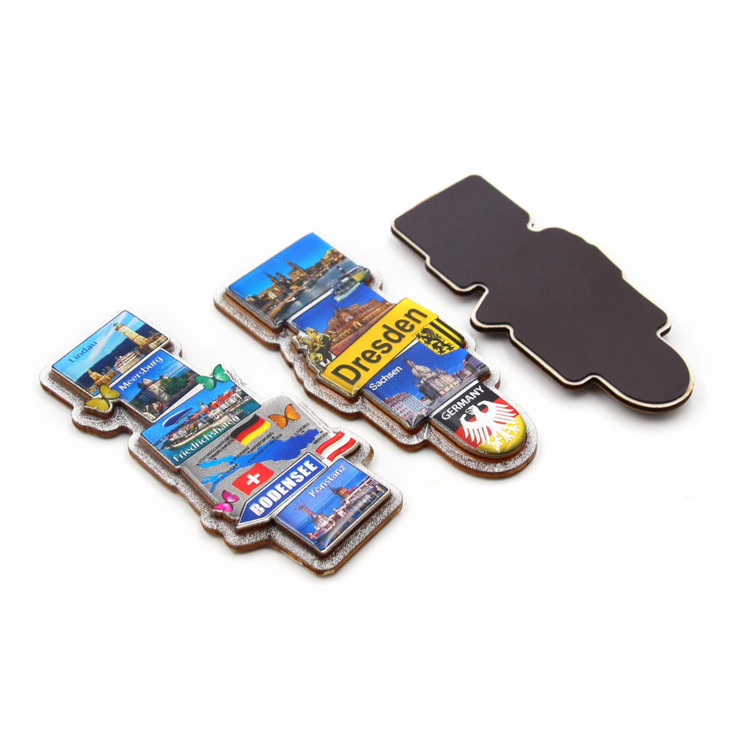 Frankfurt Germany City Magnet Manufacturer Natural Customized Souvenirs Wood Mdf Fridge Magnet