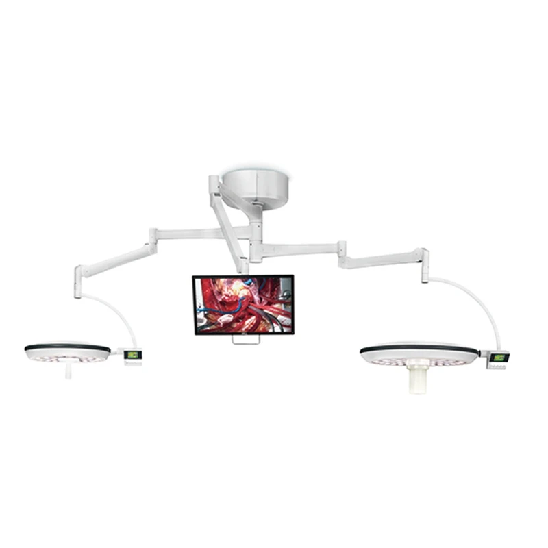 Hospital Surgical Equipment 2 Arms Ceiling LED Operating Light with HD Video Camera System