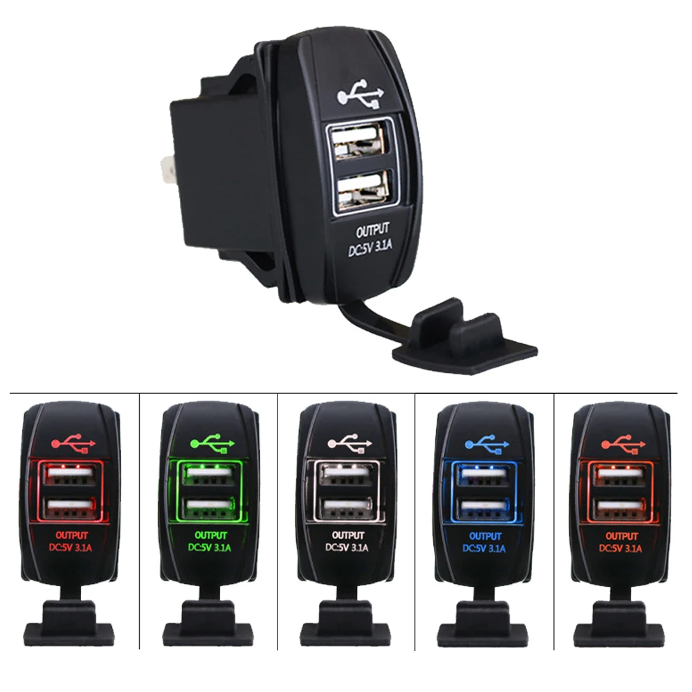 BROSINTL BC041KB 5V 3.1A Output Dual Port USB Charger Socket for 12V - 24V Universal Car Auto Automobile