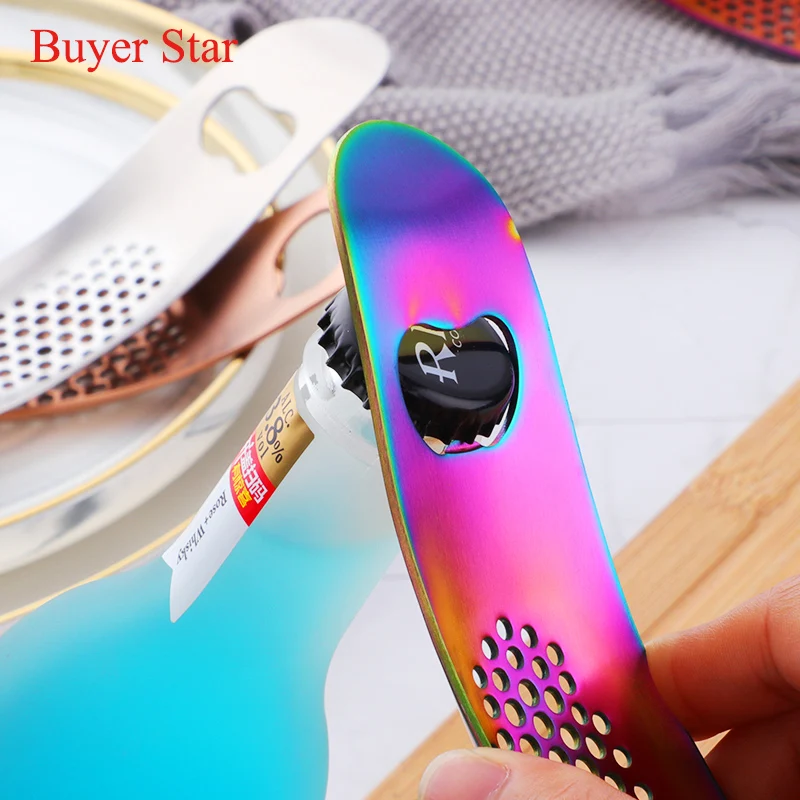 Buyer Star Kitchen Gadget Stainless steel Arc Manual Garlic Press 2 in 1 Bottle Opener Garlic Press