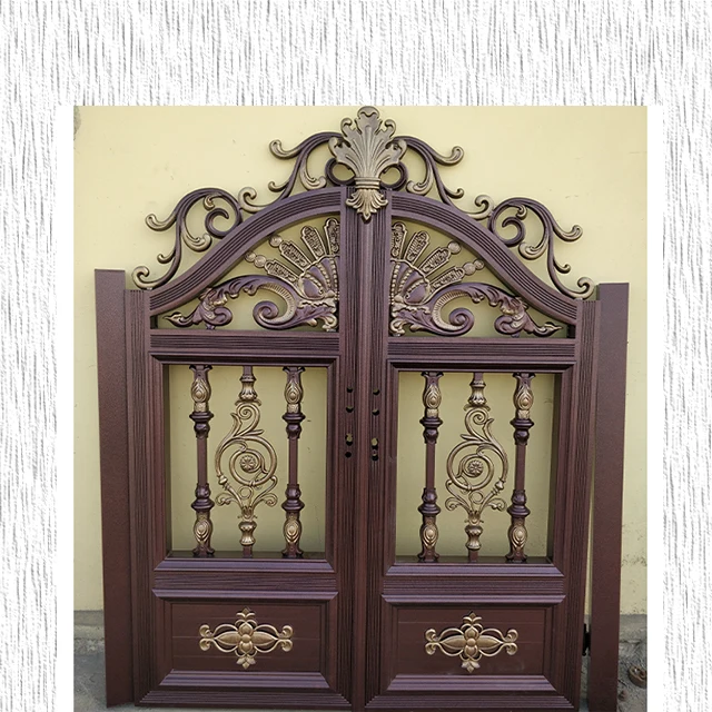 Modern aluminium   door gates house villa external front entry automated sliding aluminum fence gate