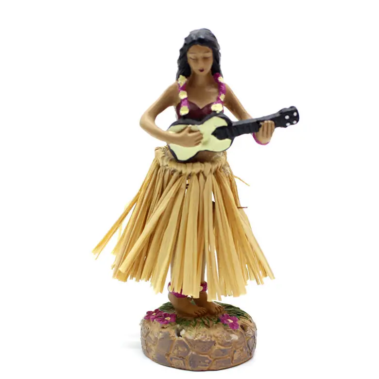 Personalized car dashboard bobble heads hula girl bobblehead doll with guitar