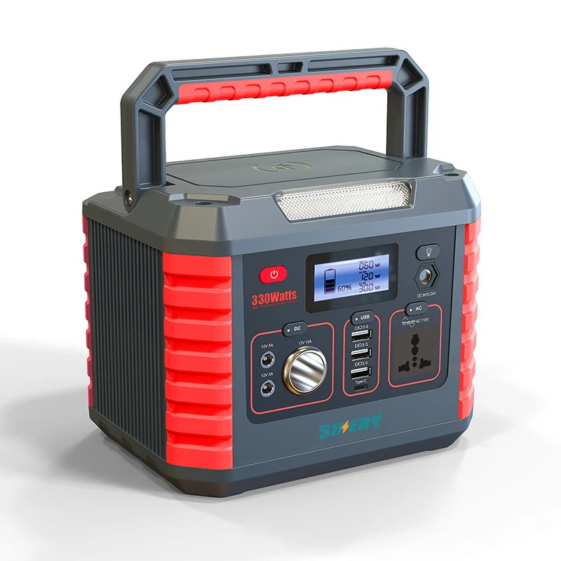Sikery 330w 288Wh Portable Power Station Lithium Battery 110V 220V Pure Sine Wave Wireless Charming Solar Generator Camping