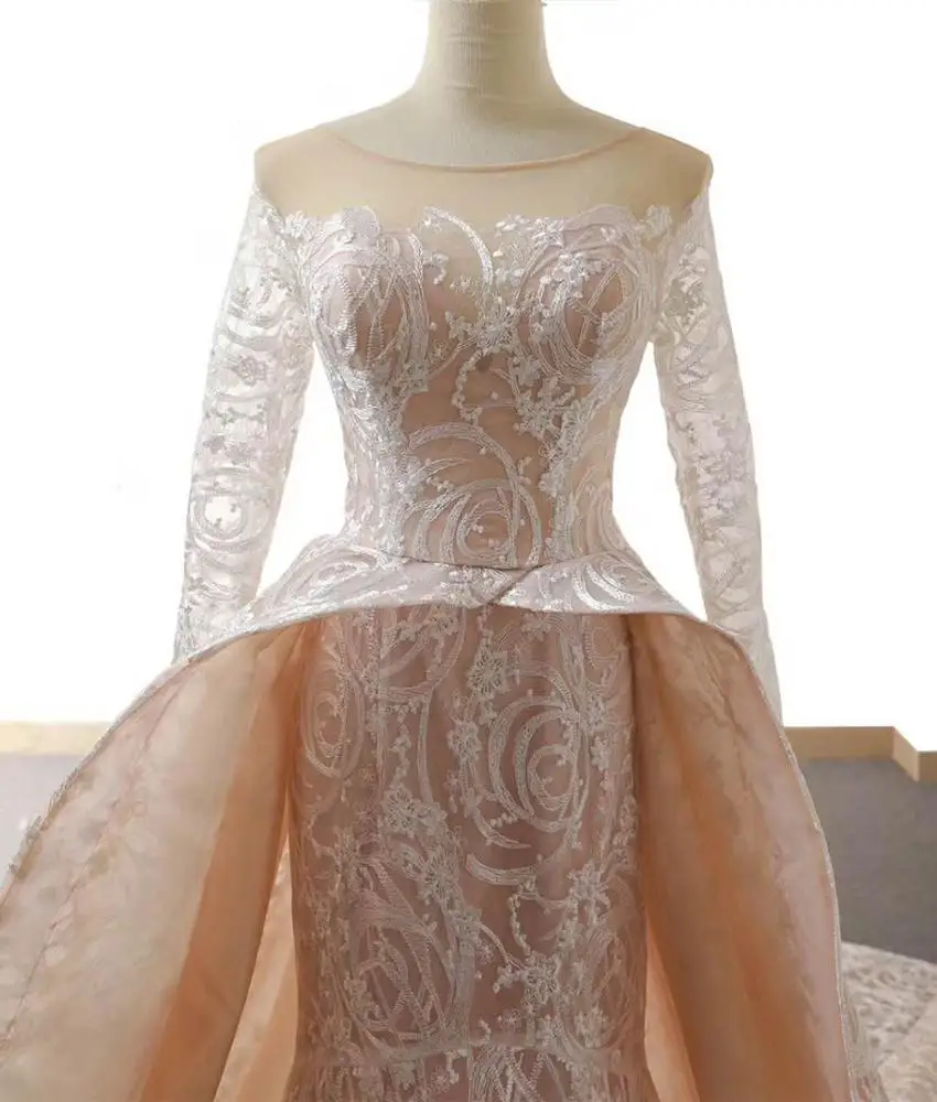 RSM66617 Jancember real elegant hot selling long sleeves long suzhou evening dress fish cut prom dress