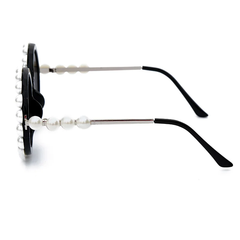 new luxury party fashion designer vintage retro round metal frame trendy pearl women shades sun glasses sunglasses 2021