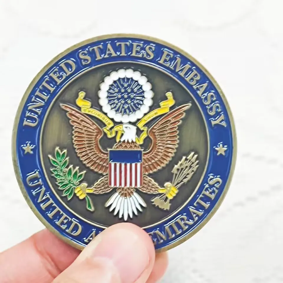 New Trending Custom Antique Gold Coins Sand Blasting Embossed Metal Coin Engraved Logo Irregular Challenge Coin for Competition