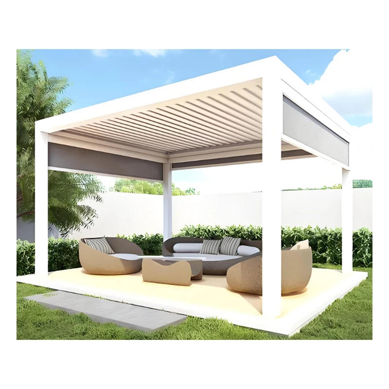 2024 Factory Outdoor Louver Sun Awnings Motorized Design Luxury Aluminium Garden Gazebo Waterproof Electric Gazebo Bioclimatic