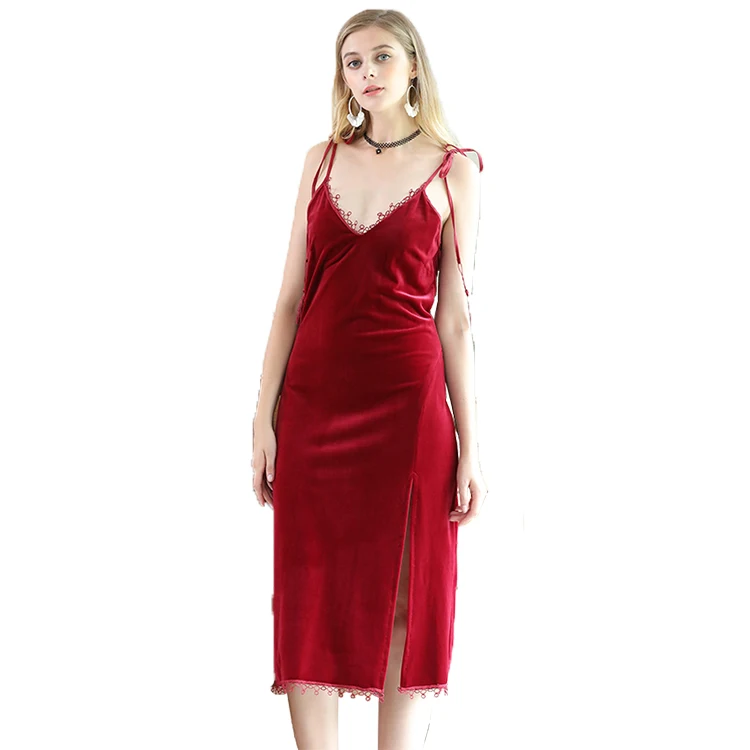 Wholesale Long Nylon Satin Mature Women Sexy Sheer Nightgown