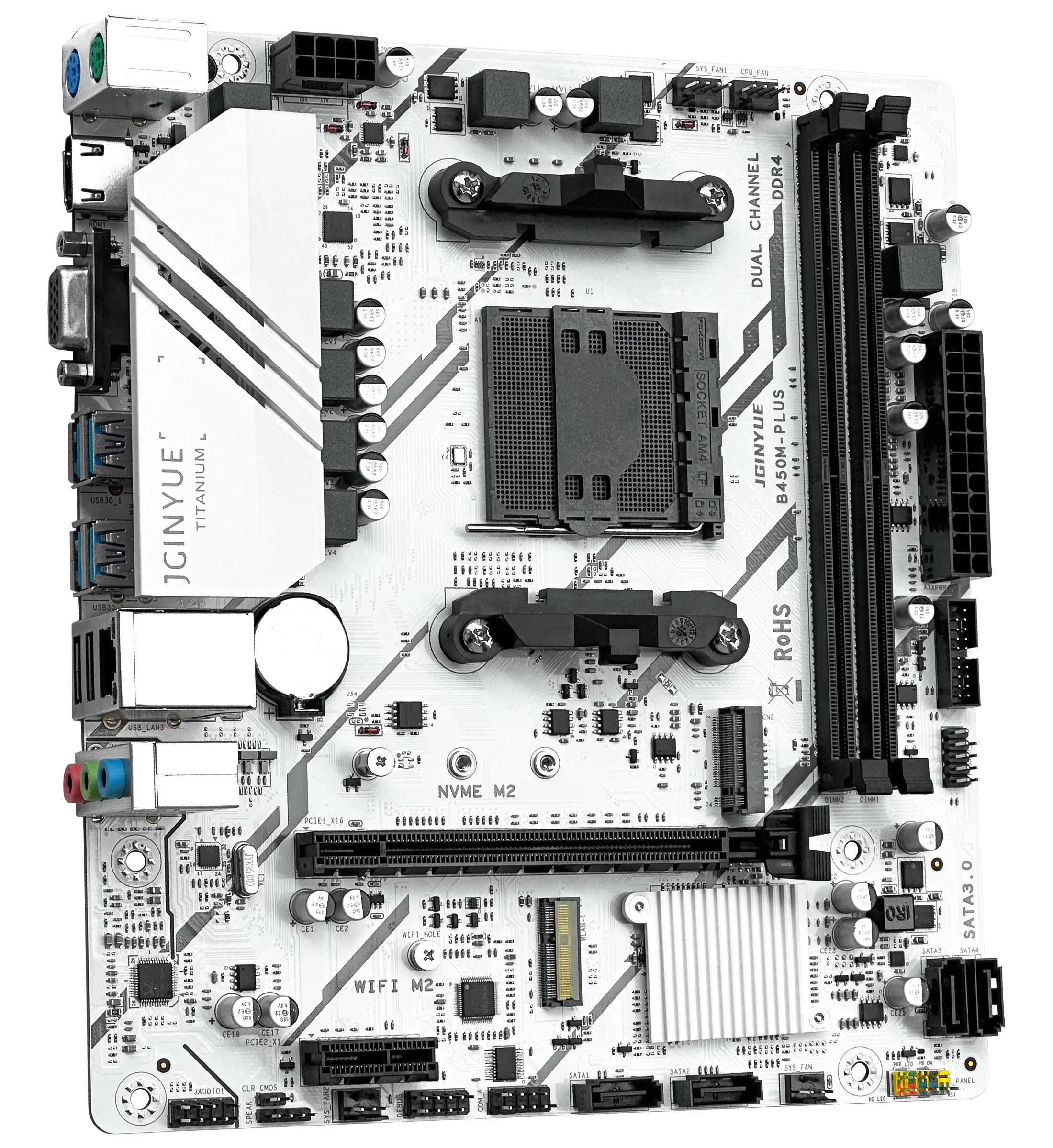 JGINYUE B450M-PLUS DDR4 Gaming Motherboard Supports AMD AM4 1000/2000/3000/4000/5000 Series Processors Desktop