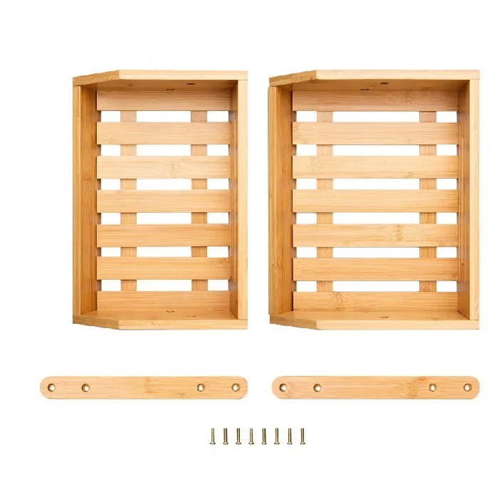 Vegetable Storage Stand for Fruit Shop Kitchen Counter 2-Tier Fruit Bowl Bamboo Fruit Basket