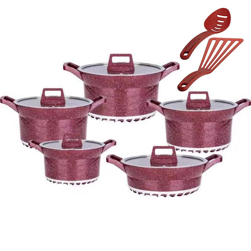 12 Pcs Cooking Pot Aluminum Marble Cookware Set Non Stick 12pcs Cookware Set