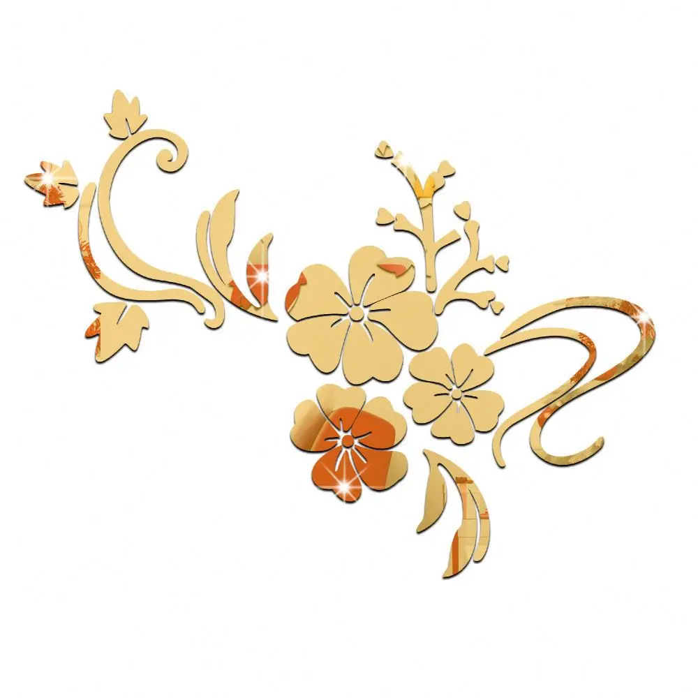 New Wall Stickers Acrylic 3d Mirror Flower Home Decor Stickers Diy Acrylic Floral
