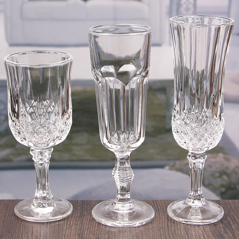 Wholesale lead free glass exquisite smooth cup mouth Diamond goblet cup wine glass brandy champagne glass