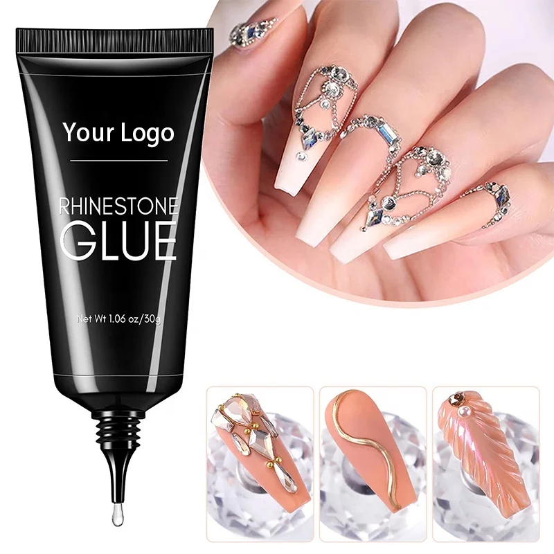 Professional Super Strong Gem Nail Glue Custom Logo Private Label Rhinestone Glue Gel for Nails Diamond Gemstone