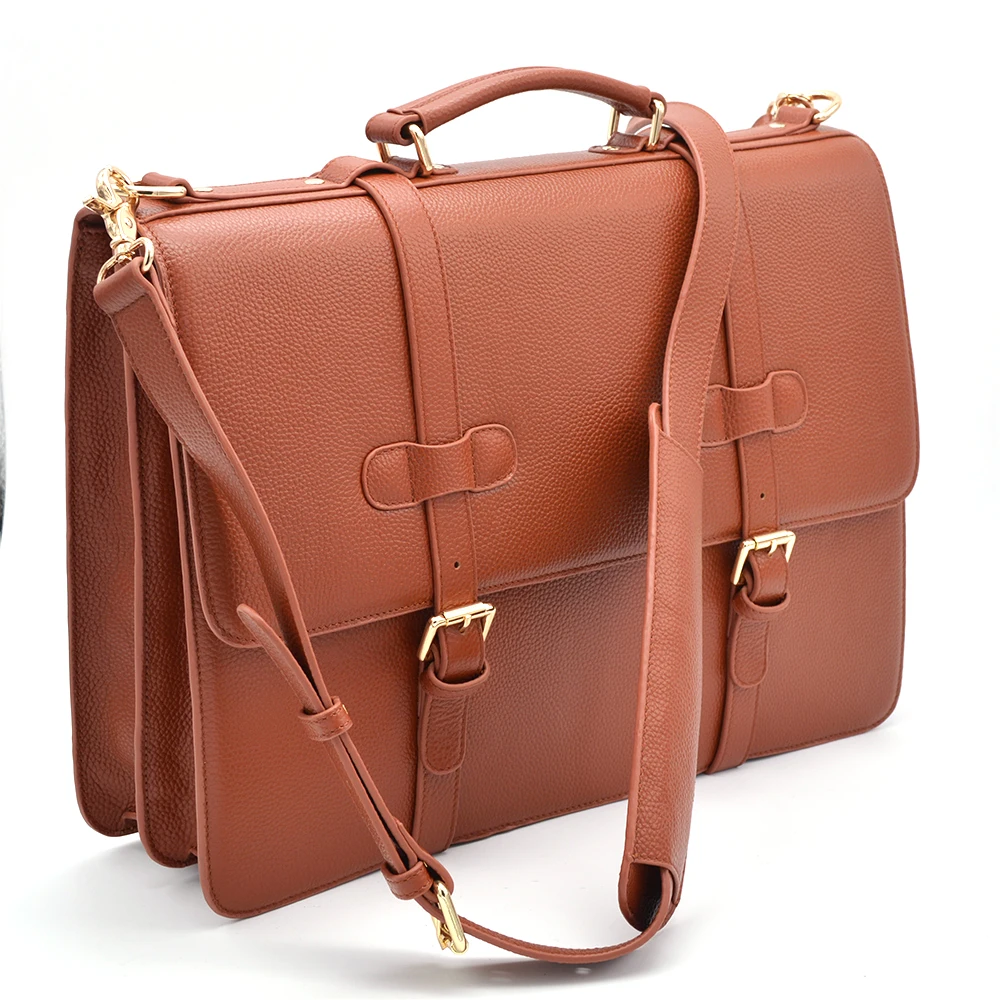 17 дюймов роскошный мужской кожаный портфель из натуральной кожи, деловой портфель