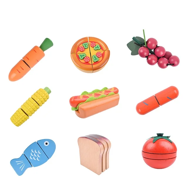 Educational Toys Kitchen Wooden Cutting Toys For fruits and vegetables Kids