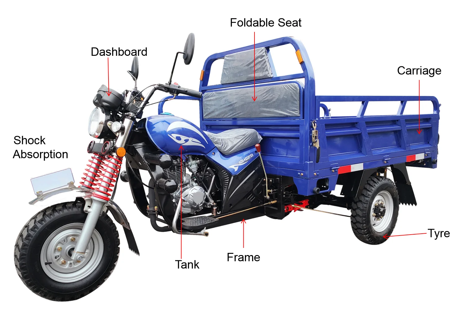 Cost-effective  150cc Motorcycle Tricycle 3 Wheel Cargo for Adult Spring Steel Box Frame Engine Plate Cheap OEM ODM Tricycle