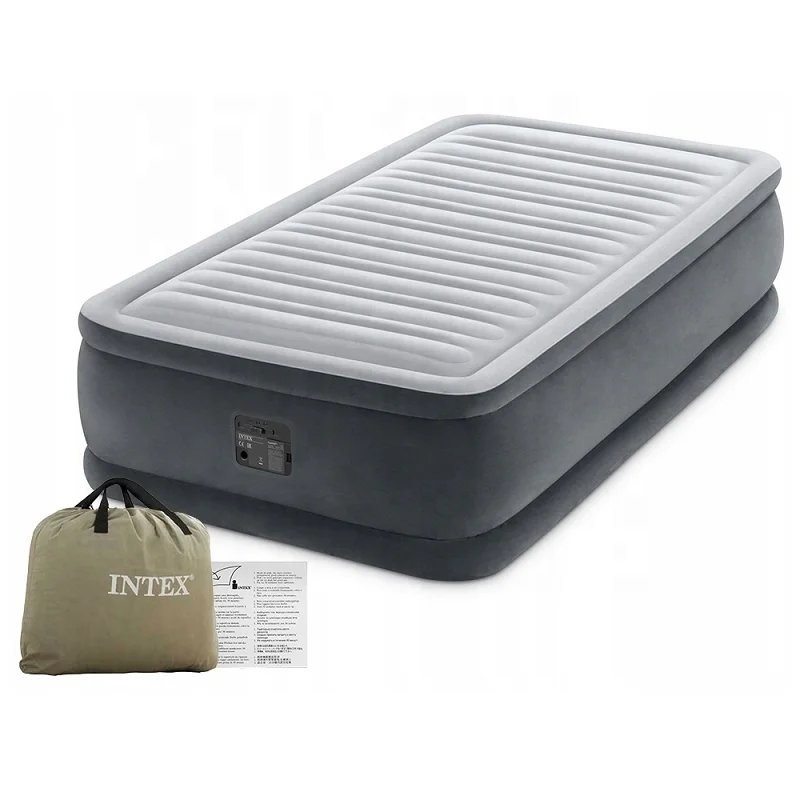 Intex 64412 Twin Dura-Beam Series Elevated Airbed With Built Pump Single Bed Inflatable Air Mattress