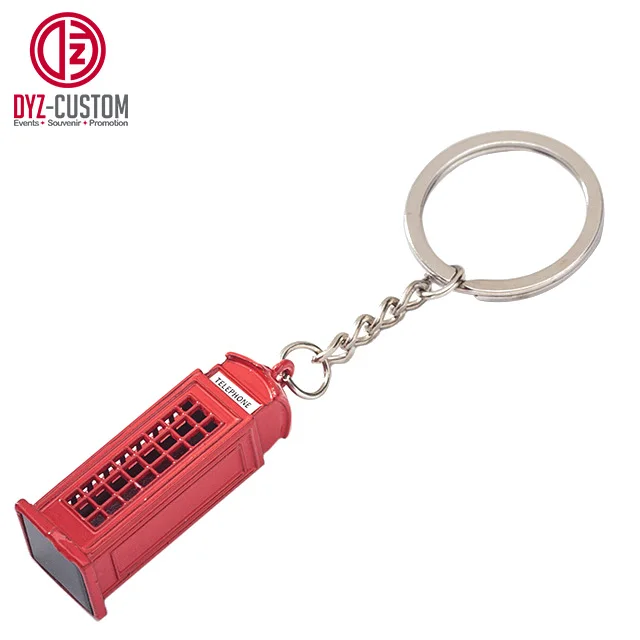 London Souvenir Mini Telephone Booth Metal Coin Holder Keychain Key Ring Gift for Memorable Travels
