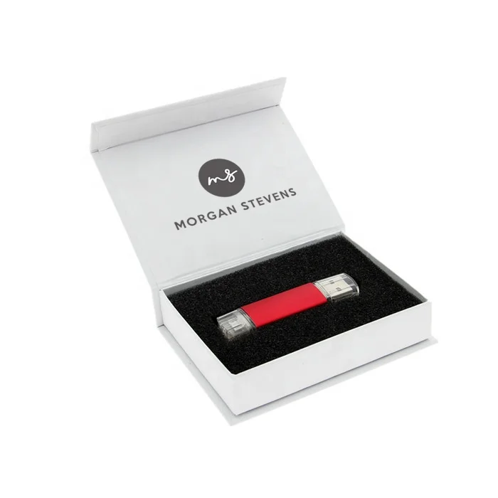 Custom retail cable linen flash drive packaging usb gift box