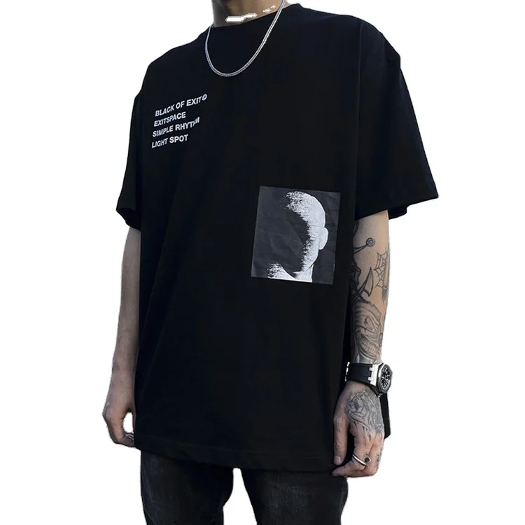 High Quality Black Letter Screen Printing Stylish T-Shirts Wholesale Graphic Printed Bulk T-shirts for Men