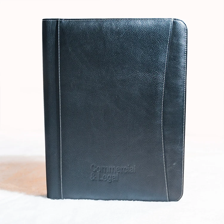 5*7 Ring Binder File Genuine Organizer Leather Portfolio Binder File Folder with Calculator