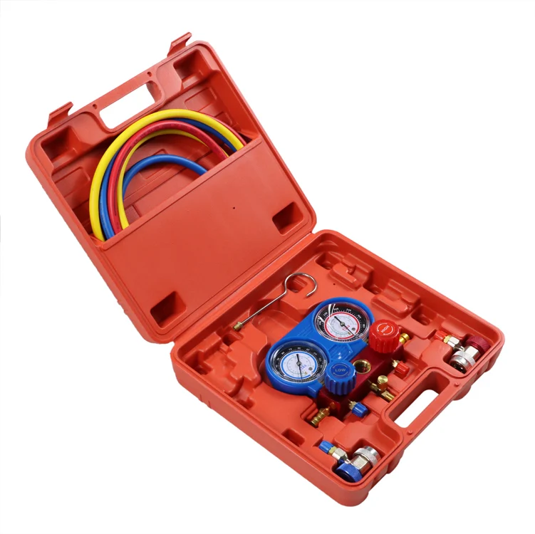 Air conditioning Cooling system car refrigeration hvac 4 way AC diagnostic manifold refrigerant gas r134a pressure gauge set