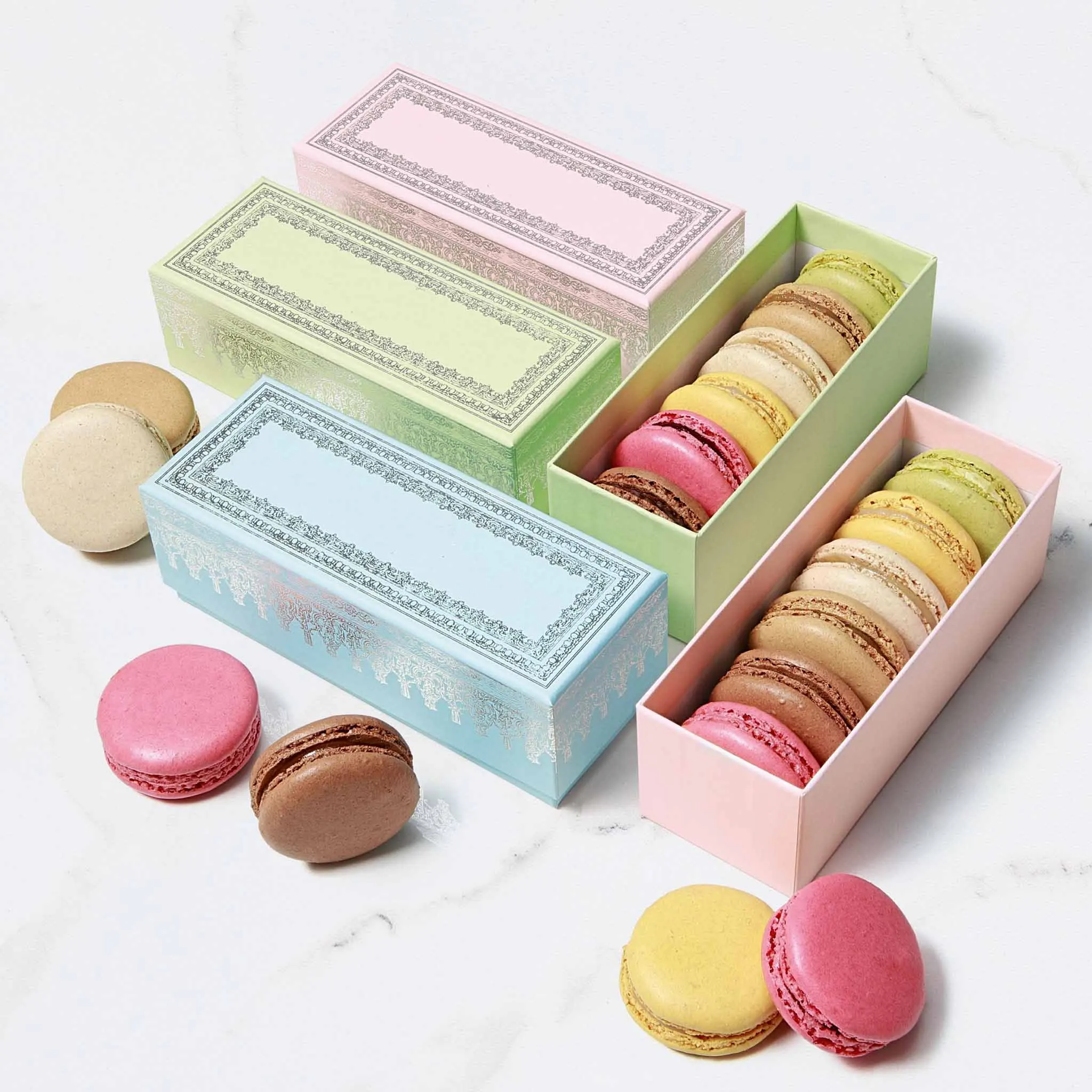 macaron packaging box  individual with cold pad for delivery caja macarons con visor