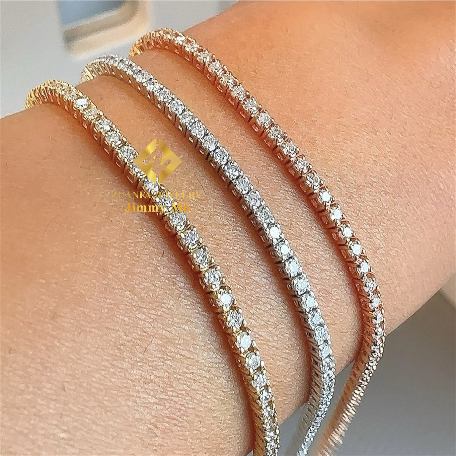 Hot Selling  Pass Diamond Tester Iced Out GRA Certificates 2mm 3mm 4mm 5mm 6.5mm VVS1 Moissanite Diamond Tennis Bracelets Men