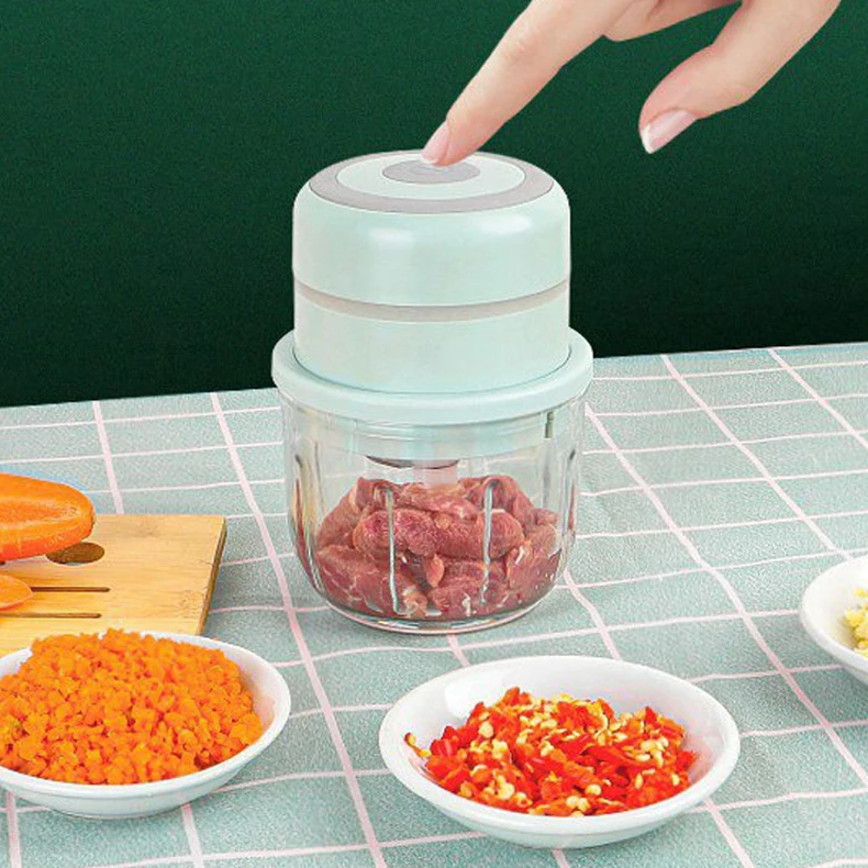 Kingwise easily stainless steel ginger crusher usb charged garlic press vegetable crusher kitchen 2 in 1 electric garlic press