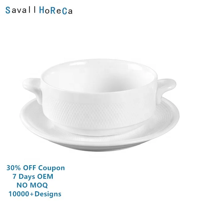 Керамическая миска для супа Savall HoReCa OEM с глубокой двойной ручкой 250 мл фарфоровая керамической мисо