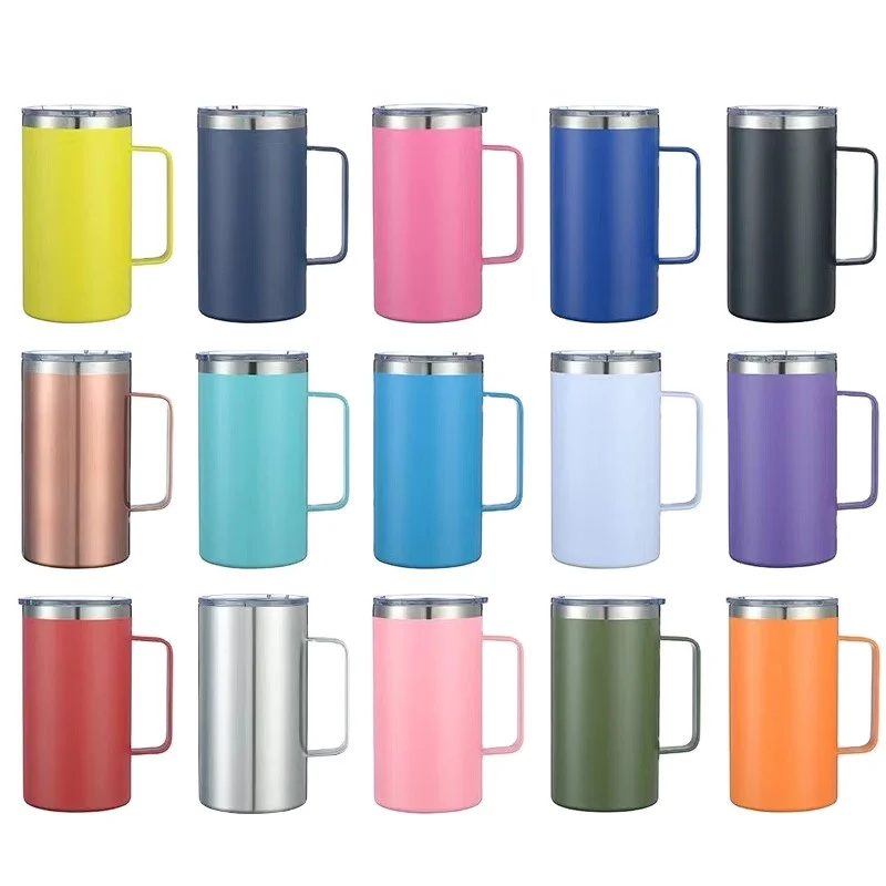 2023 Update 24oz Stainless Steel Double Insulated Tumbler Eco-Friendly Custom Printed Travel Coffee Mug Hot Cold Thermal Water