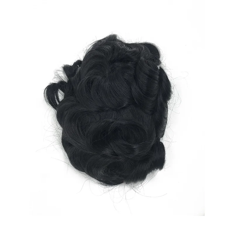 non surgical human hair fixing flexible cranial prosthesis pieces handmade remy hair crown additions toupee for bald men